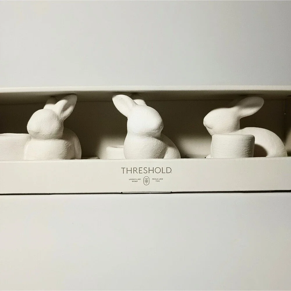 Threshold Easter Bunny Taper Candle Holders Set of 3 NWT Cottagecore Woodland